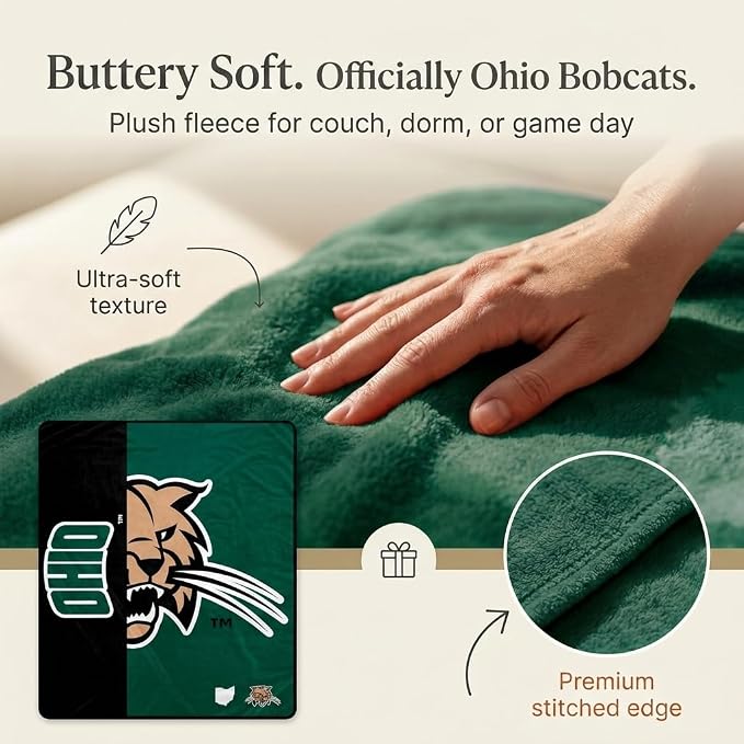 Proformance Home NCAA Ohio Bobcats Endzone Ultra Soft Tailgate Throw