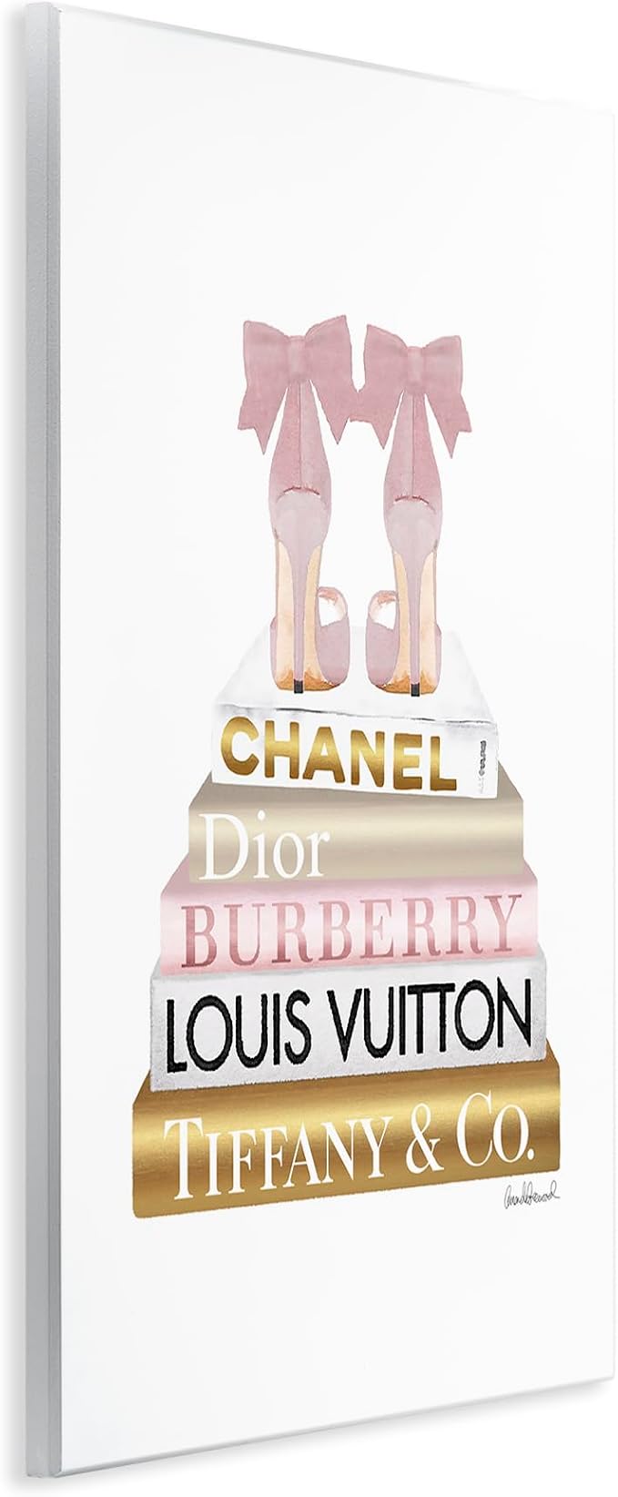Stupell Industries 'Pink Gold Heels Bookstack', Wall Plaque Art, 10 x 15 Inches, Easy to Hang and Sturdy, Made in USA, by Amanda Greenwood | Stupell Industries · By Amanda Greenwood · Ready to hang · Chic gift for fashion lovers · Made in USA