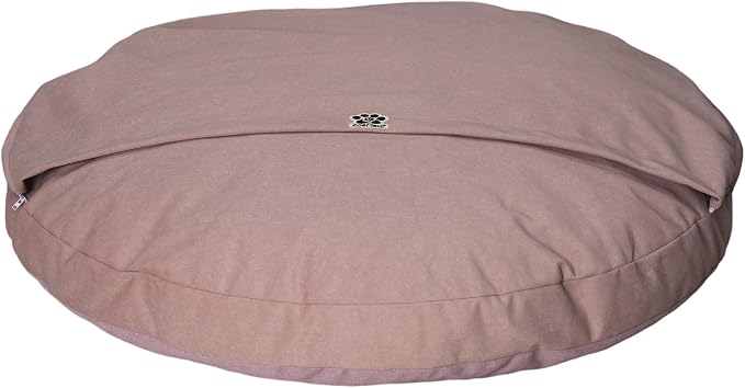 2-in-1 Human & Pet Shared Round Sofa Dog Bed with High Resilience Foam, Modern Neutral Tone Indoor Pet Furniture(Brown)