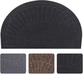 Morning View Half Circle Doormat Indoor Half Round Door Mats Outdoor Rubber Entryway Half Moon Rug Inside Welcome Front Door Mat Indoor Floor Mats Carpet Mat for Entrance Non Slip(Black)