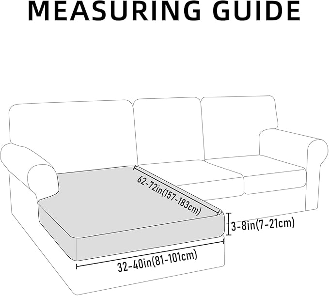 hyha Waterproof Sectional Couch Covers, Non Slip Sofa Couch Cushion Covers L Shape, Thick Stretch Jacquard Fabric, Washable Sofa Slipcovers with Elastic Bottom (1 Piece for Chaise XL, Light Grey)