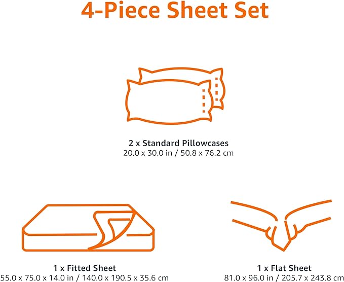 Amazon Basics Kid's Breathable Soft Microfiber 4-Piece Sheet Set, Easy-Wash, Full, Bright Aqua, Solid