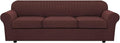 H.VERSAILTEX 4 Piece Stretch Sofa Covers for 3 Cushion Couch Covers for Living Room Furniture Slipcovers (Base Cover Plus 3 Seat Cushion Covers) Thicker Jacquard Fabric (Large Sofa, Burnt Brick)