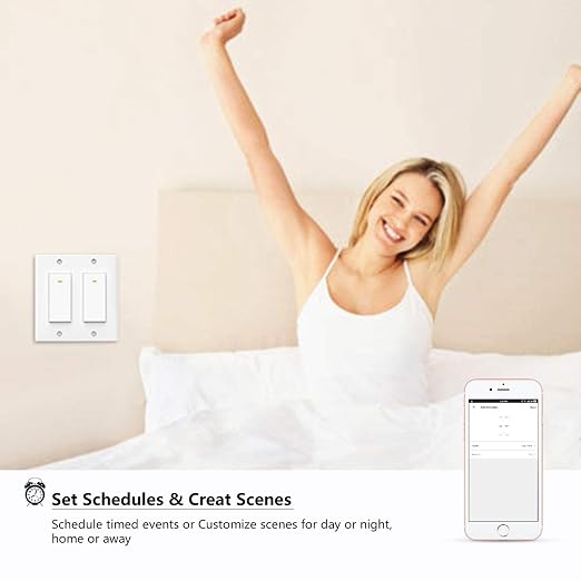 Smart Switch 2 Gang WiFi Light Switch Compatible with Alexa Google Home