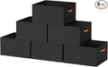 6 Pack Large Closet Storage Baskets Bins for Shelves, Collapsible Fabric Closet Organizers and Storage with Polyester Handles, Decorative Baskets for Organizing Clothes, Towels, Linen Closet 16x12x10"