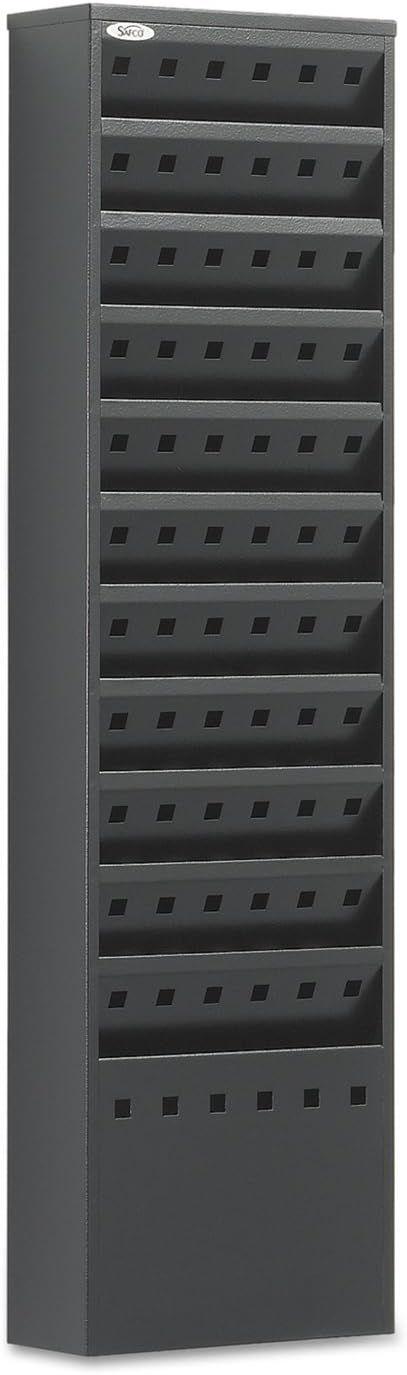 Safco 4321BL Steel Magazine Rack, 11 Pockets - Durable Wall Mounted Black Steel Construction with Optional Base - Perfect Office or School Resource Solution
