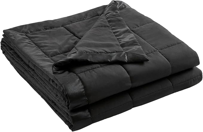 Madison Park Down Alternative Queen Blanket for Bed, Satin Trim, Black | Lightweight Windom Blanket Full Size Premium 3M Scotchgard Moisture Wicking Treatment, OEKO TEX, Soft Bed Cover, All Season