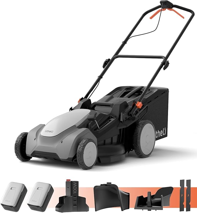 Litheli Cordless Lawn Mower 40V 21", Brushless Electric Lawn Mower with 8.0Ah Battery & Charger Included, 6-Position Height Adjustment, Foldable Design, Battery Powered Lawn Mower for Up to 1/2 Acre