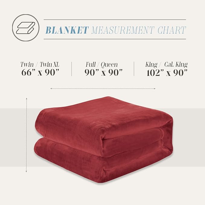 Elegant Comfort Luxury Velvety Feel Blanket, All-Season Lightweight Blanket, Ultra Plush, Soft, Cozy-Fuzzy Flannel Fleece for Couch, Sofa, Bed, Travel, Solid Design, Twin/Twin XL, Burgundy