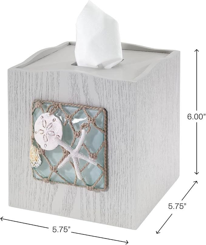 Avanti Linens - Tissue Box Cover, Coastal Home Decor, Seaglass