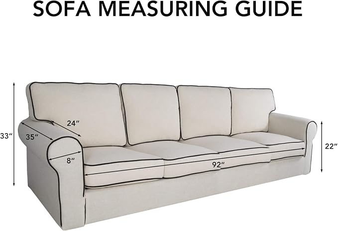 PureFit Stretch Couch Covers for Sofa 4 Seater Slipcovers White | 1-Piece Sofa Cover Washable Soft Couch protector, Couch Slipcover with Non Skid Foam and Elastic Bottom for Kids, Dogs