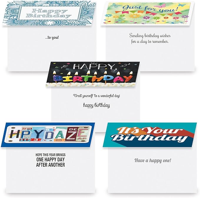 Current Birthday Greeting Cards Set | Mega, 40 Count, 20 Designs, 5" x 7" Folded, Envelopes Included, Holiday, Bulk Pack