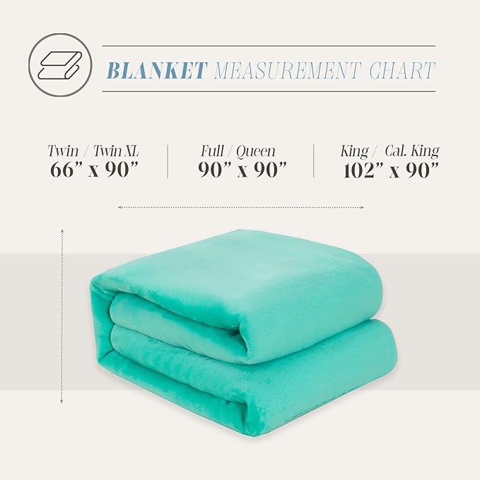 Elegant Comfort Luxury Velvety Feel Blanket, All-Season Lightweight Blanket, Ultra Plush, Soft, Cozy-Fuzzy Flannel Fleece for Couch, Sofa, Bed, Travel, Solid Design, Full/Queen, Tiffany