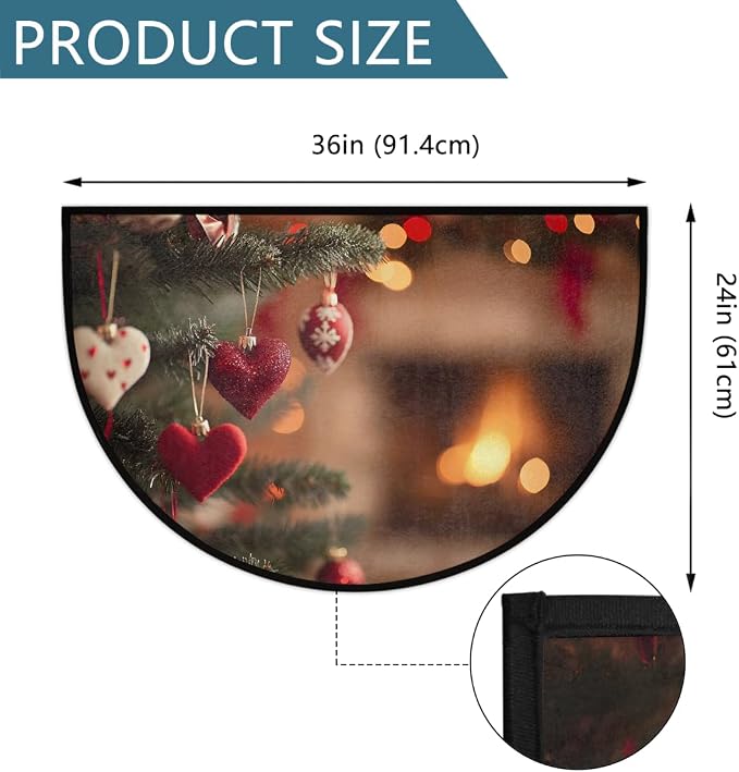Pardick Half Round Door Mat Christmas Winter Anti-Slip Semi Circle Rug 24X36 Indoor Door Mat Half Moon Bath Mats, Washable Decorative Welcome Floor Mats for Kitchen Bathroom Hearth Fireplace,J-029
