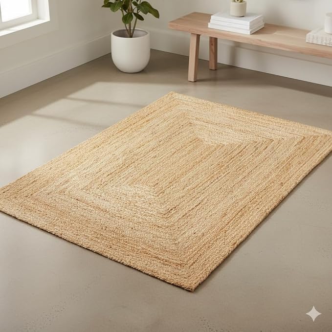 Craft Trade 3x5 Ft Rectangle Jute Area Rug - Hand-Braided Woven Reversible Floor Mat - Natural Eco-Friendly Rug for Living Room, Bedroom & Entryway (36x60 Inch, Natural)