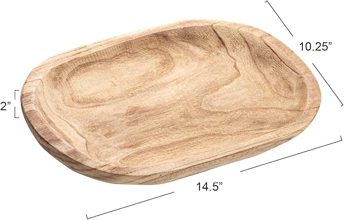Bloomingville Hand-Carved Paulownia Wood Bowl, Natural
