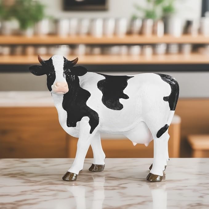 ICE Armor Hand Painted 8.25" H Cow Standing Figurine Statue Sculpture Ornament Decoration Home/Room Decor Ideas for Housewarming, Holidays and Birthdays Great Collectible