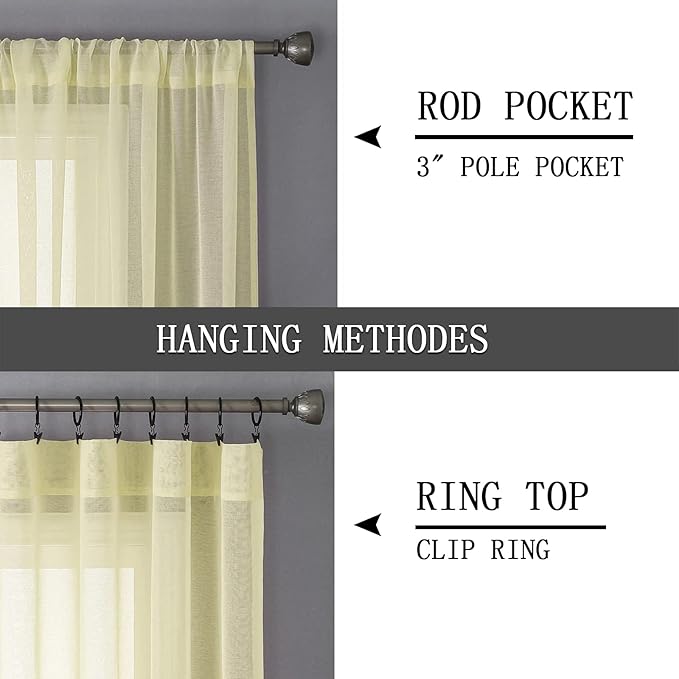 Tollpiz Sheer Curtains Living Room Linen Textured Curtain Sheers Light - Image 5