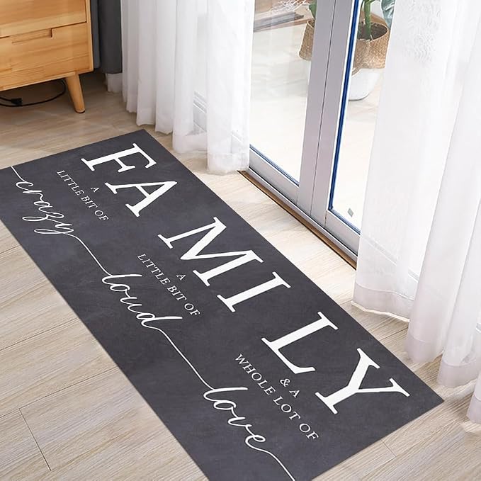 GUBIYU Grey Area Rugs for Living Room Farmhouse Stain Resistant Non Skid Rubber Backing Washable Rug for Bedroom Dining Room Inspirational Rustic Home Decor Large Floor Carpet Hallway Rugs 23.6"x59"