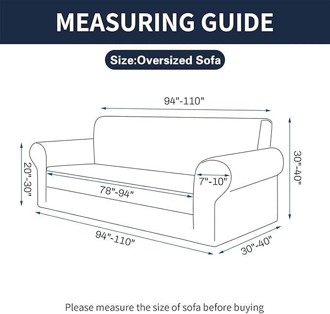 Cupuamon 2026 New Stretch Oversized Sofa Slipcovers Couch Sofa Cover for 4 Seater Furniture Protector Covers with Elastic Bottom Jacquard Fabric Small Checks for Pets, Kids - Silver