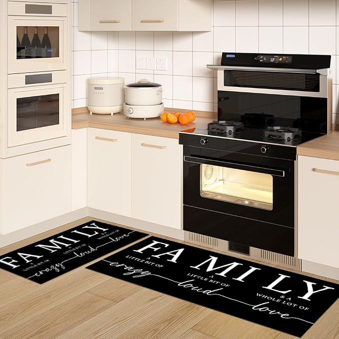 GUBIYU Farmhouse Kitchen Rugs and Mat Black Area Rugs for Living Room Dining Room Washable Rug for Bedroom Non Slip Backing Non Shedding Inspirational A Little Bit of Crazy Rugs for Home Office Decor