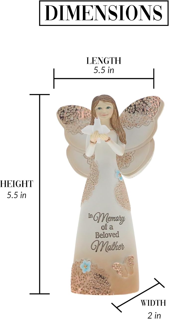 Pavilion Gift Company 19135 Light Your Way Memorial Beloved Mother Angel Figurine, 5-1/2", Brown