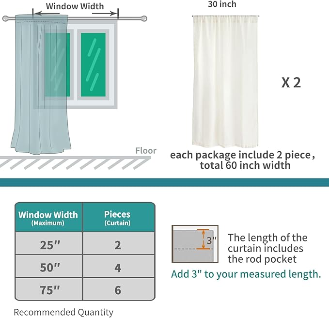 BGment Linen Kitchen Window Curtains Over Sink - 36 Inch Length Cafe Drapes Semi Sheer with Rod Pocket Light Filtering for Bathroom Small Window, Beige, 2 Panels, Each Panel 30 Inch Wide