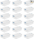 Sterilite Latching Box with Lids for Home and Office, 32 Quart, 18-Pack | Heavy-Duty and Stackable Plastic Containers with Latches for Closet, Cabinet, Bedroom, Bathroom and Dorm Room Organization