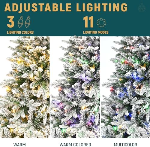 YITAHOME 7.5ft Prelit Flocked Christmas Tree with 1687 PE & PVC Mixed Tips - Image 3