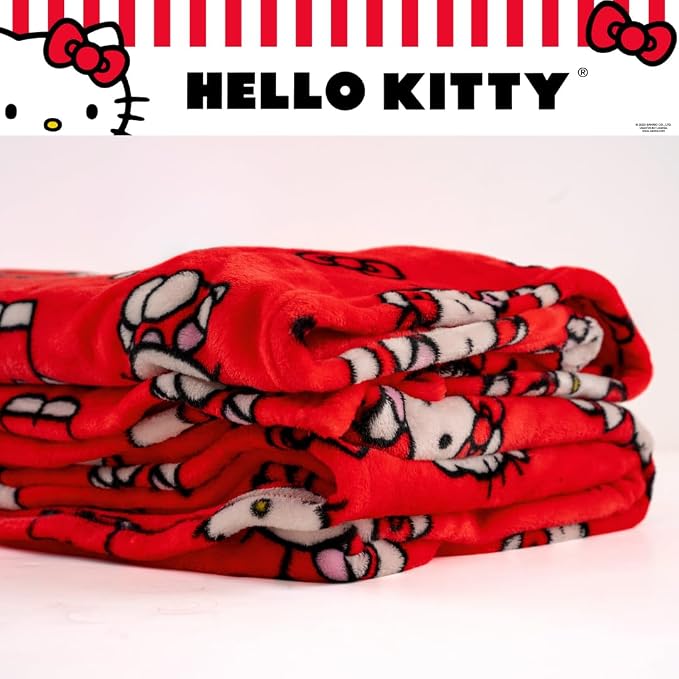 Hello Kitty Bedding Super Cozy Oversized Family Blanket, 120 in x 108 in, (Officially Licensed Product) by Franco Collectibles