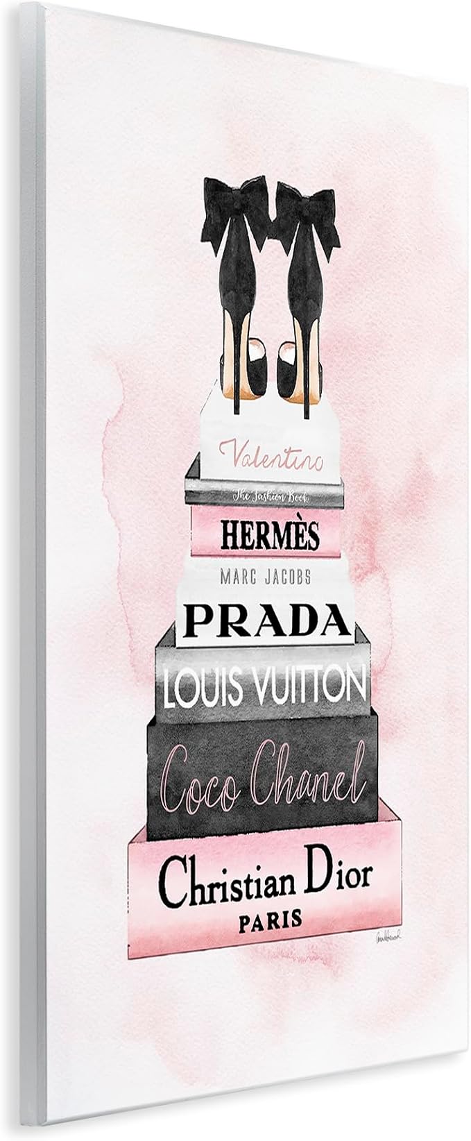 Black Heels Bookstack Glam, 13 x 19 Inch Mounted Print on Wall Plaque | Stupell Industries · By Amanda Greenwood · Ready to hang · Fashion forward gift · Made in USA