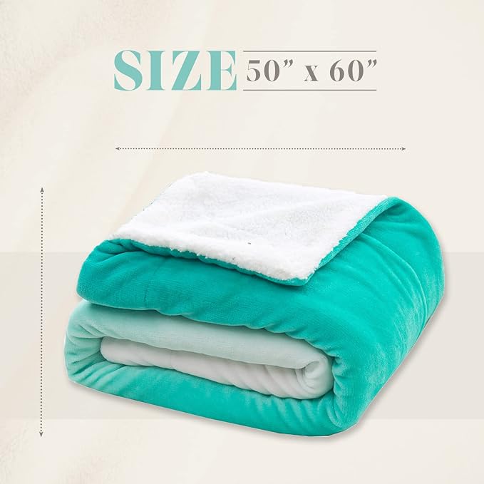 Elegant Comfort Throw Blanket, Reversible Sherpa Flannel, Ultra-Soft, Fuzzy, Cozy and Plush- All Season Lightweight Decorative Throw, 50 x 60 inches, Ombre Design Sherpa Throw, Tiffanny
