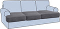 H.VERSAILTEX Stretch 3 Piece T Cushion Sofa Slipcovers Individually Sofa Cushion Covers for 3 Cushion Couch Sofa Seat Cushion Covers with Elastic Bands Featuring Thicker Jacquard Fabric, Gray