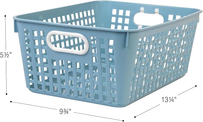 Really Good Stuff Large Plastic Storage Baskets with Handles, Boho Colors | 13.75" x 9.75" x 5", for Books & Supplies, Organize Classroom & Home