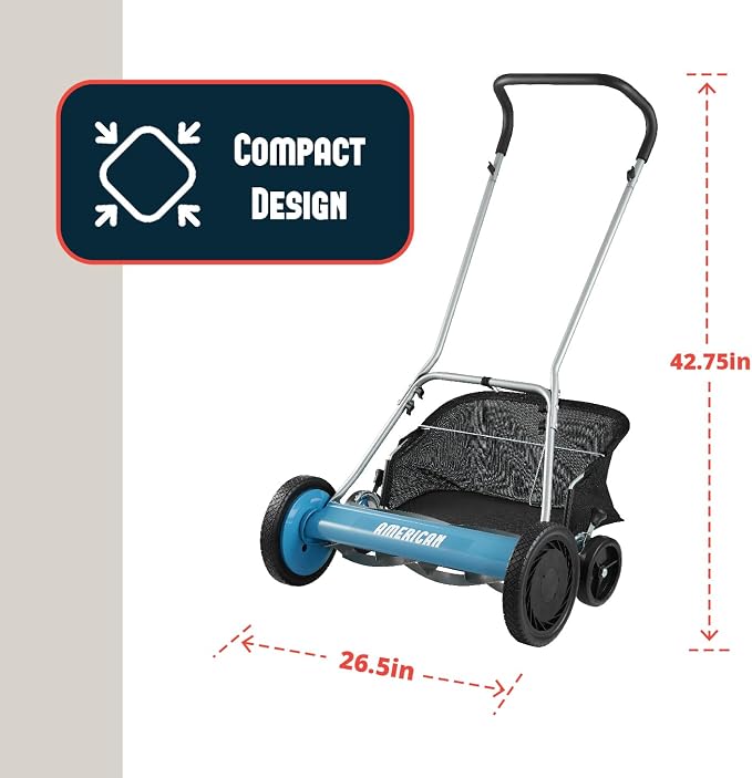 American Lawn Mower 2002-20 20" 5-Blade Reel Mower with Grass Catcher