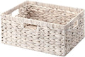 StorageWorks Large Wicker Baskets for Storage,White Wicker Baskets,1-Pack | Hyacinth Baskets for Decor,Wicker Storage Baskets for Shelves,Decorative Basket,Shelf Baskets for Organizing,16½" x 13" x 7½"