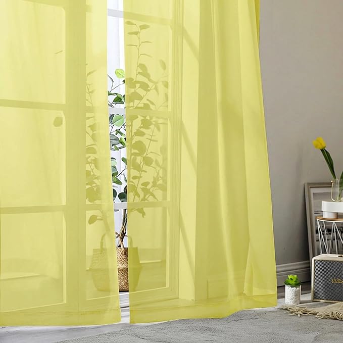Sheer Curtains 63 Inch Length 2 Panels Set - Image 8