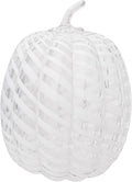 Boston International Handblown Art Glass Pumpkin Thanksgiving Halloween Decorations for Home, Large, White Swirl