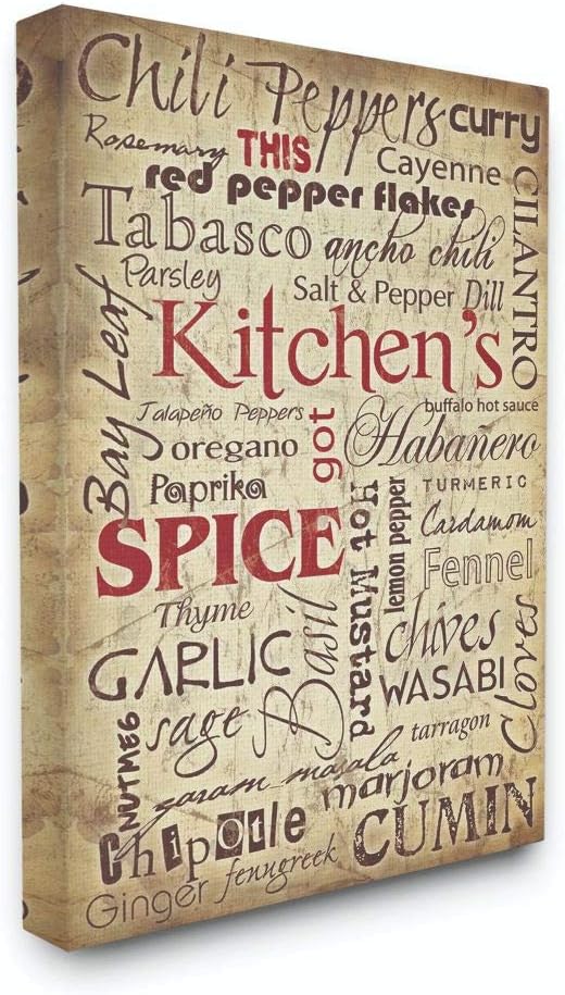 Stupell Industries Kitchen Spice Typography'| Canvas Art | Stupell Industries | 36 x 48 Inches, Easy to Hang and Sturdy, Made in USA, by Carole Stevens
