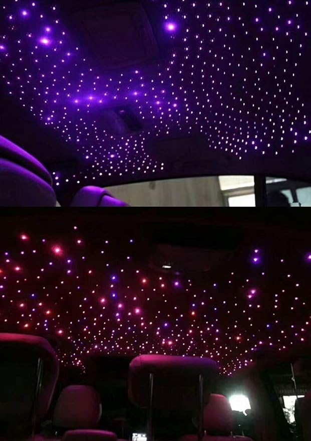 AKEPO 16W Starlights Headliner Kit Fiber Optic Star Lights Kit, Mixed Dia. 295pcs(0.75+1+1.5mm) 9.8ft/3m Optical Fiber Strands APP/Remote Control Music Activate Car Home Use Optical Fiber Light Kits