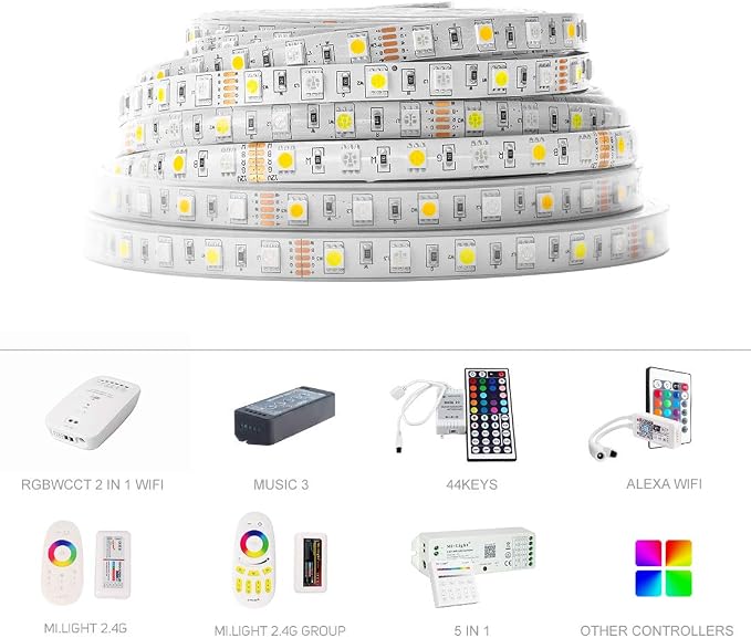 BTF-LIGHTING 5050 RGBW RGB+Cool White(6000K-7000K) 150RGB+150White LED Tape Light 5m 16.4ft 60LED/m Multi-Colored IP65 10mm Width FPCB DC12V for Bedroom Home Decoration(No Adapter or Controller)