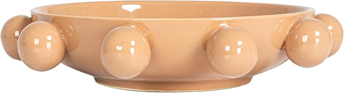 Bloomingville 9.75 Inches Stoneware Bowl with Orbs and Reactive Glaze, Nude