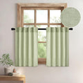 MIULEE Sage Green Kitchen Curtains 36 Inch Length 2 Panels, Soft Thick Linen Textured Semi Sheer Light Filtering Short Cafe Tier Curtains for Small Half Window Bathroom Laundry Back Tab Rod Pocket