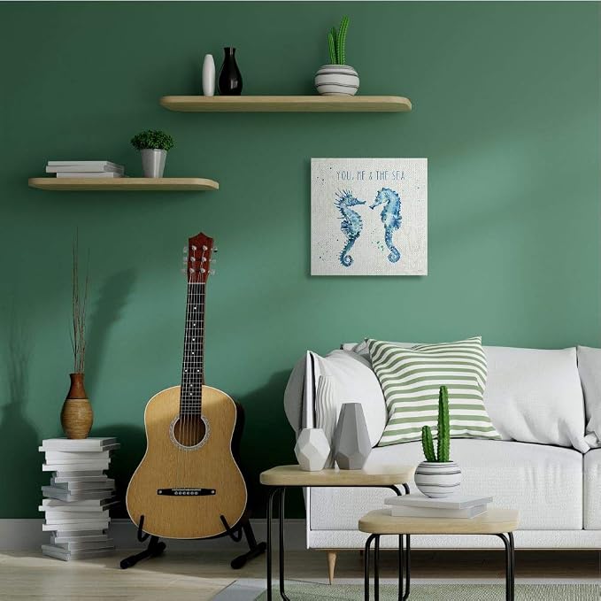 Stupell Industries 'You Me & Sea Quote Seahorse'| Canvas Art | Stupell Industries | 24 x 24 Inches, Easy to Hang and Sturdy, Made in USA, by Anne Tavoletti