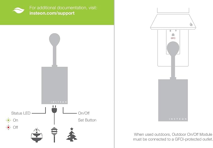 Insteon Smart Outdoor On/Off Plug-in Module, 2634-222 - Insteon Hub required for voice control with Alexa & Google Assistant