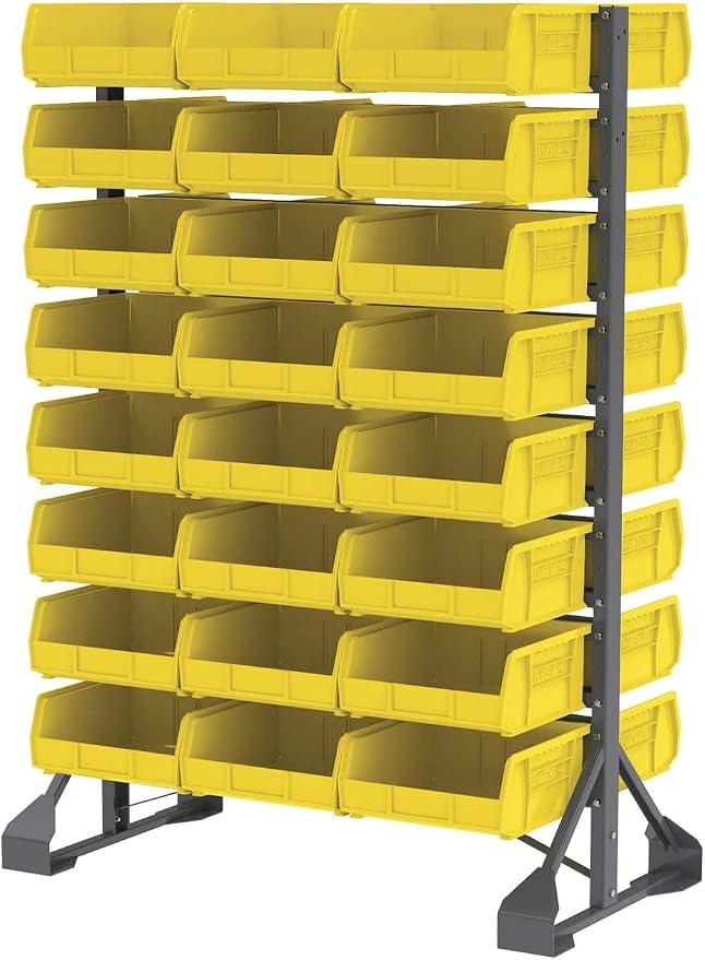 Akro-Mils 30235 AkroBins Plastic Storage Bins, 11"x11"x5", Yellow, 6-Pack | Space-Saving Stackable Bins for Garage, Pantry, Craft Organization