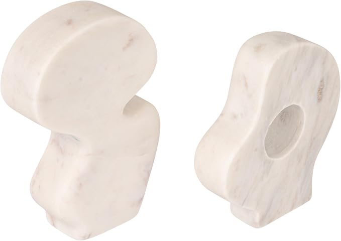 Decorative Abstract Marble Sculptures, Set of 2 Styles, White