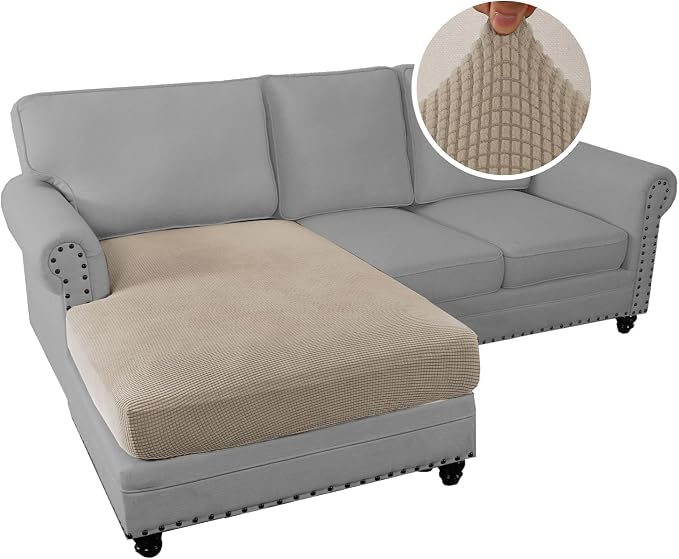 H.VERSAILTEX Sectional Couch Covers 1 Piece Chaise Slipcover L Shape Separate Cushion Couch Cover for Both Left/Right Sectional Couch (Seat Only: 1 Chaises, Island Fossi)