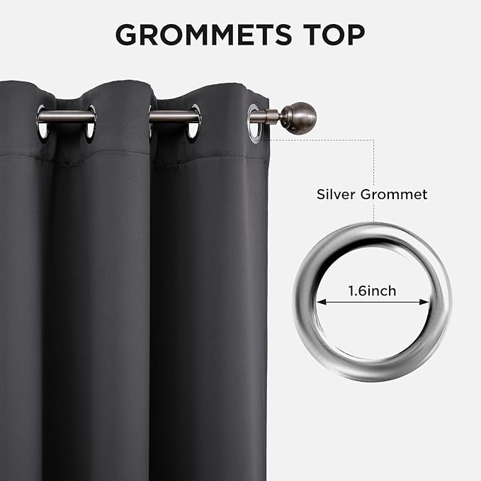 Joydeco Blackout Curtains 95 Inch for Bedroom, Thermal Insulated 52 x 95 Long Curtains & Drapes 2 Burg, Room Darkening Grommet Drapes for Living Room Window, 2 Panels Set