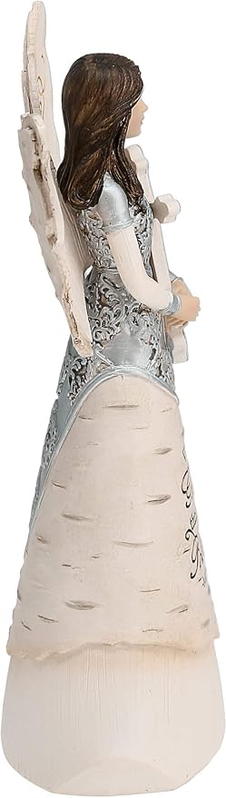 Pavilion - Elements Faith Angel Figurine - 6-1/2-Inch, Holding Cross, Inscription with God All Things are Possible